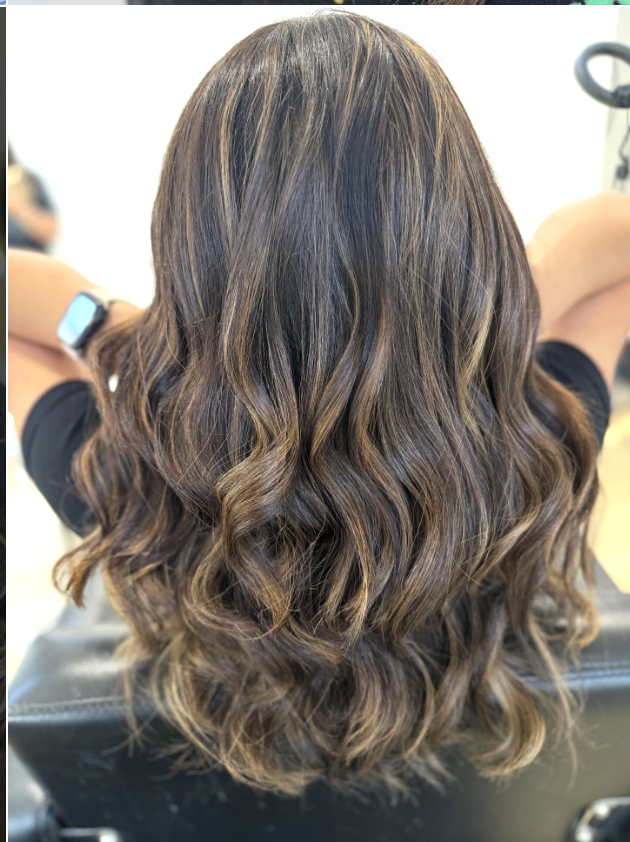 Brunette balayage curls